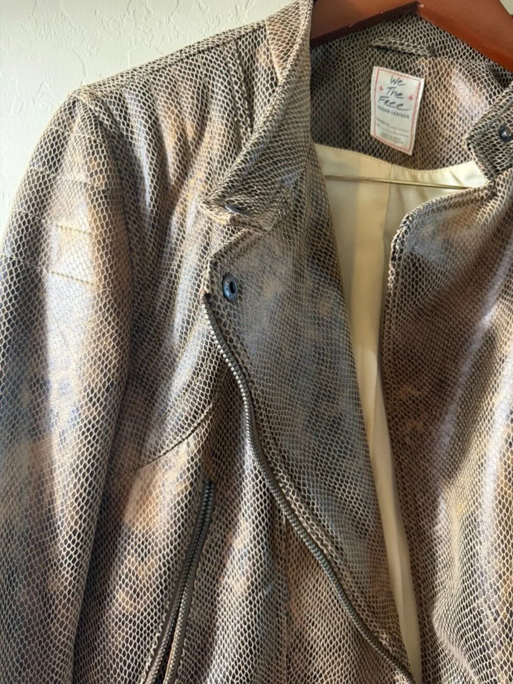 Women's Free People Snake Print Faux Leather Motorcycle Jacket